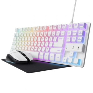 Pack gaming trust gaming gxt 794w/ teclado rgb + ratón rgb + alfombrilla D