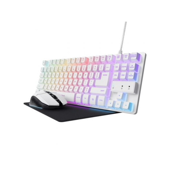 Pack gaming trust gaming gxt 794w/ teclado rgb + ratón rgb + alfombrilla D