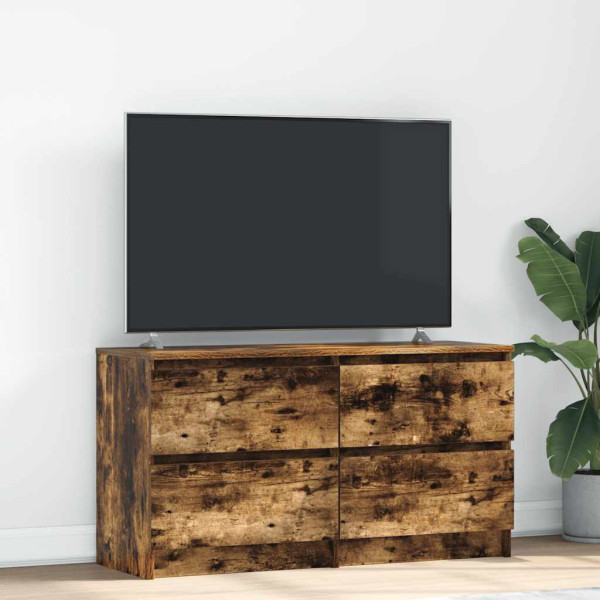 Mueble de TV madera de ingeniería roble ahumado 100x35x54 cm Mueble de TV madera de ingeniería roble ahumado 100x35x54 cm D