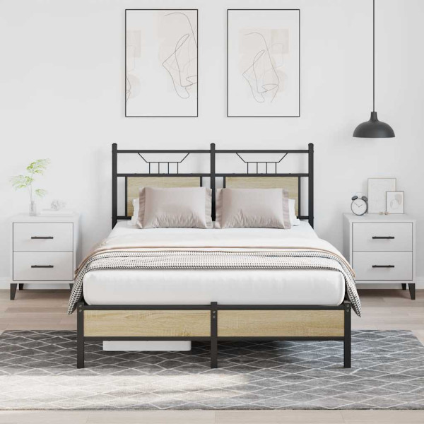 Estructura de cama sin colchón madera roble Sonoma 120x190 cm Estructura de cama sin colchón madera roble Sonoma 120x190 cm D