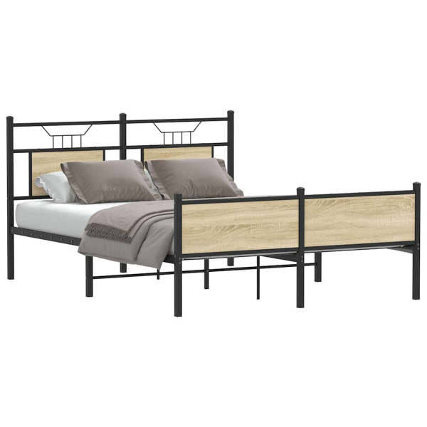 Estructura de cama sin colchón madera roble Sonoma 140x200 cm Estructura de cama sin colchón madera roble Sonoma 140x200 cm D