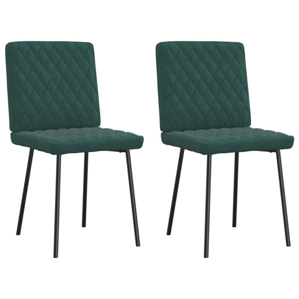 Sillas de comedor 2 unidades terciopelo verde oscuro Sillas de comedor 2 unidades terciopelo verde oscuro D