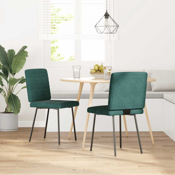 Sillas de comedor 2 unidades terciopelo verde oscuro Sillas de comedor 2 unidades terciopelo verde oscuro D