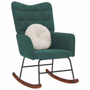 Silla mecedora de terciopelo verde oscuro D