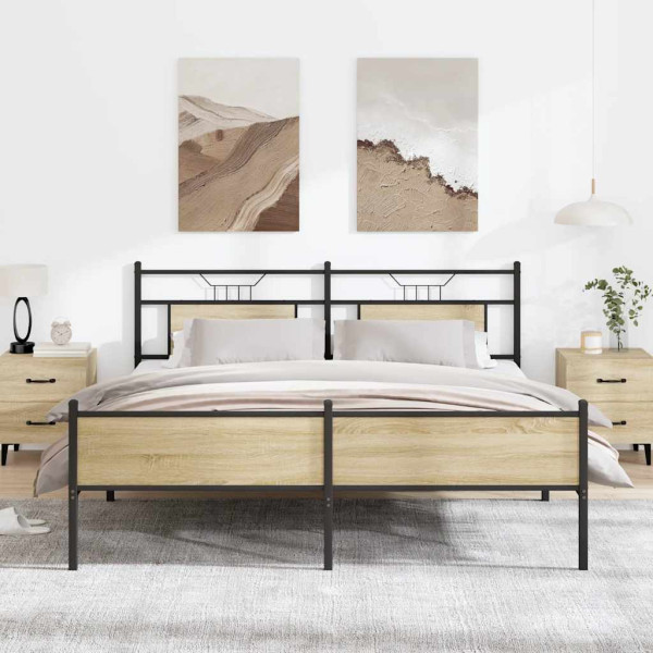 Estructura de cama sin colchón metal roble Sonoma 183x213 cm Estructura de cama sin colchón metal roble Sonoma 183x213 cm D