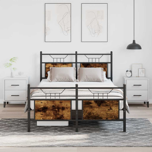 Estructura de cama sin colchón madera roble ahumado 120x190 cm Estructura de cama sin colchón madera roble ahumado 120x190 cm D