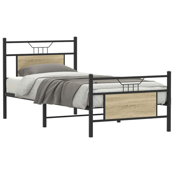 Estructura de cama sin colchón madera roble Sonoma 90x190 cm D
