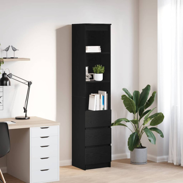 Aparador alto roble negro 37.5x35x180 cm madera de ingeniería D