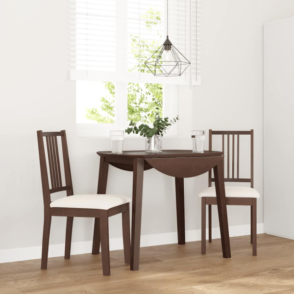 Sillas de comedor con cojines 2 uds madera maciza marrón caucho Sillas de comedor con cojines 2 uds madera maciza marrón caucho D