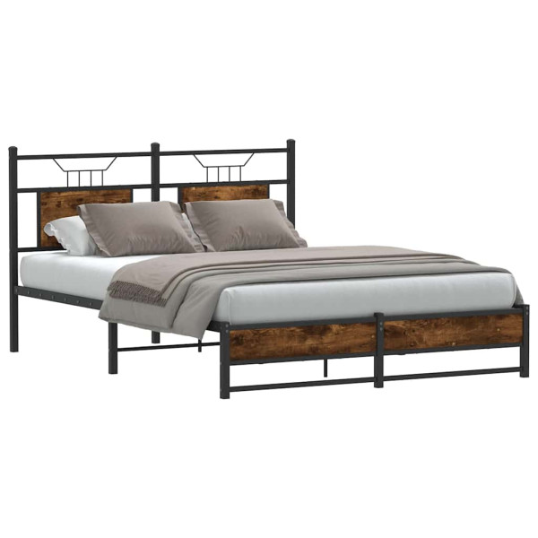 Estructura de cama sin colchón madera roble ahumado 150x200 cm Estructura de cama sin colchón madera roble ahumado 150x200 cm D