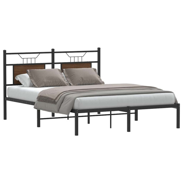 Estructura de cama sin colchón madera marrón roble 140x200 cm Estructura de cama sin colchón madera marrón roble 140x200 cm D