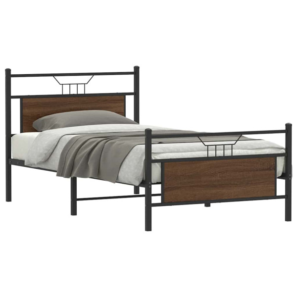 Estructura de cama sin colchón madera marrón roble 120x190 cm Estructura de cama sin colchón madera marrón roble 120x190 cm D