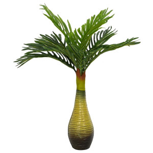 Planta de palma artificial 9 hojas 70 cm verde D