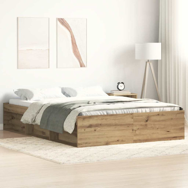 Estructura de cama sin colchón roble artesanal 160x200 cm Estructura de cama sin colchón roble artesanal 160x200 cm D