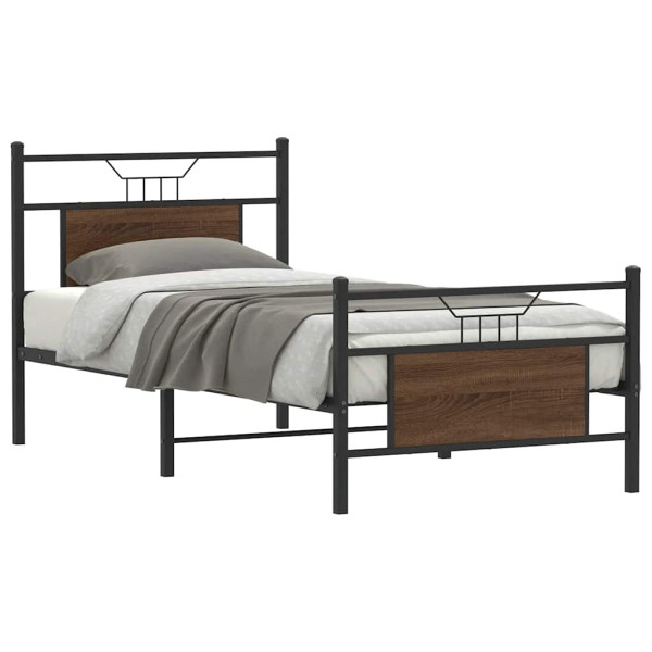 Estructura de cama sin colchón madera marrón roble 90x200 cm Estructura de cama sin colchón madera marrón roble 90x200 cm D