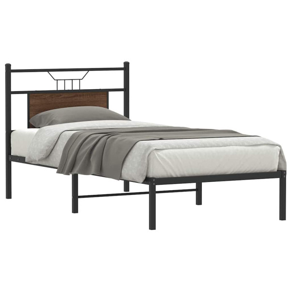 Estructura de cama sin colchón madera marrón roble 90x190 cm Estructura de cama sin colchón madera marrón roble 90x190 cm D
