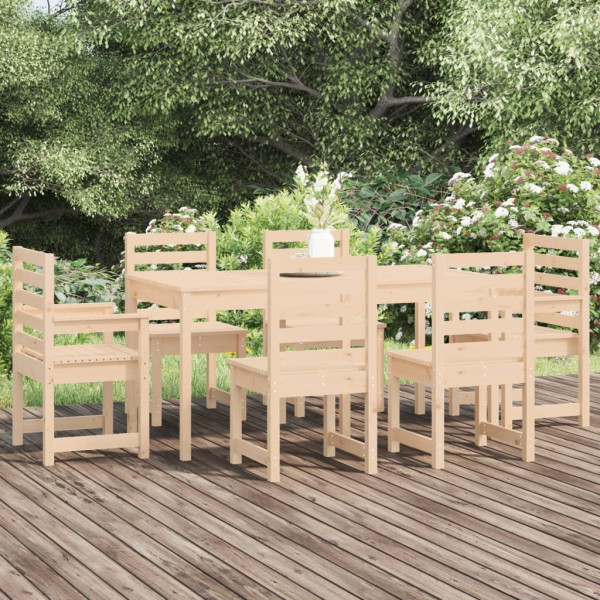 Juego de comedor de jardín 7 piezas madera maciza de pino Juego de comedor de jardín 7 piezas madera maciza de pino D