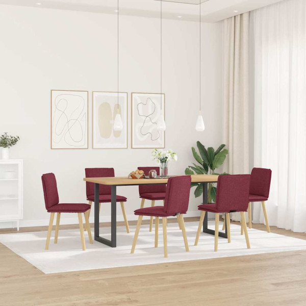 Sillas de comedor 6 unidades tela rojo tinto Sillas de comedor 6 unidades tela rojo tinto D