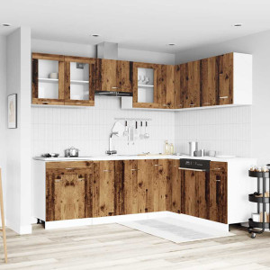 Mueble de cocina 11 piezas madera contrachapada madera vieja D