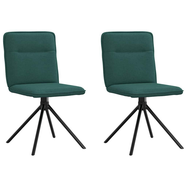 Sillas de comedor 2 unidades tela verde oscuro Sillas de comedor 2 unidades tela verde oscuro D