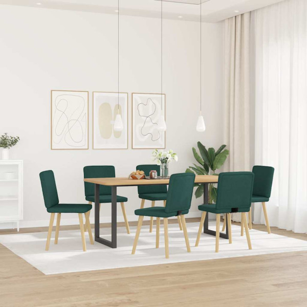 Sillas de comedor 6 unidades tela verde oscuro Sillas de comedor 6 unidades tela verde oscuro D