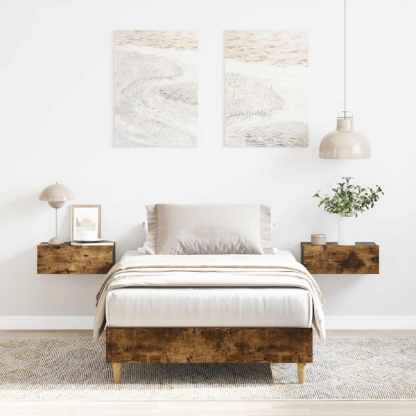 Estructura cama sin colchón madera roble ahumado 75x190 cm D