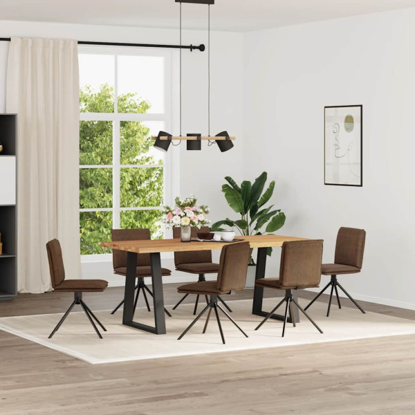 Sillas de comedor 6 unidades piel de ante artificial marrón Sillas de comedor 6 unidades piel de ante artificial marrón D