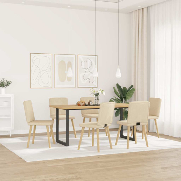 Sillas de comedor 6 unidades tela color crema Sillas de comedor 6 unidades tela color crema D