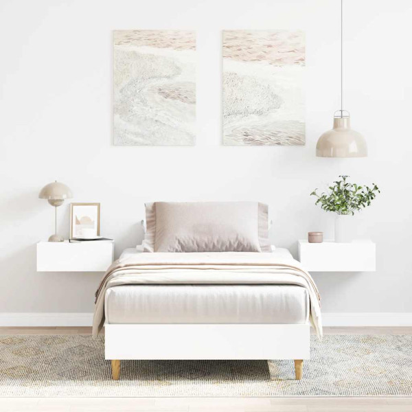 Estructura de cama sin colchón madera blanca 75x190 cm Estructura de cama sin colchón madera blanca 75x190 cm D