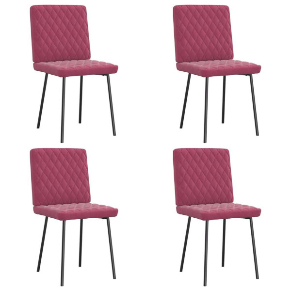 Sillas de comedor 4 unidades terciopelo rojo tinto Sillas de comedor 4 unidades terciopelo rojo tinto D