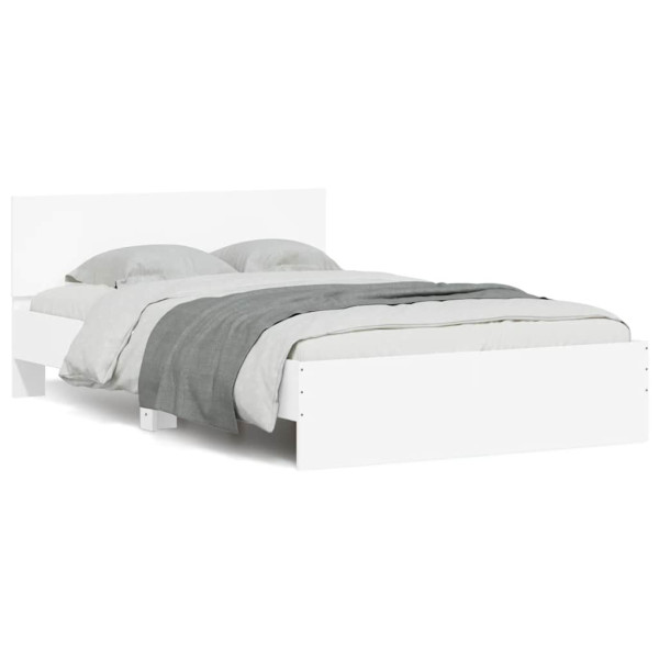 Estructura de cama con cabecero y luces LED blanco 120x200 cm Estructura de cama con cabecero y luces LED blanco 120x200 cm D