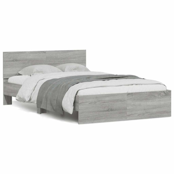 Estructura de cama cabecero y luces LED gris Sonoma 120x190 cm Estructura de cama cabecero y luces LED gris Sonoma 120x190 cm D