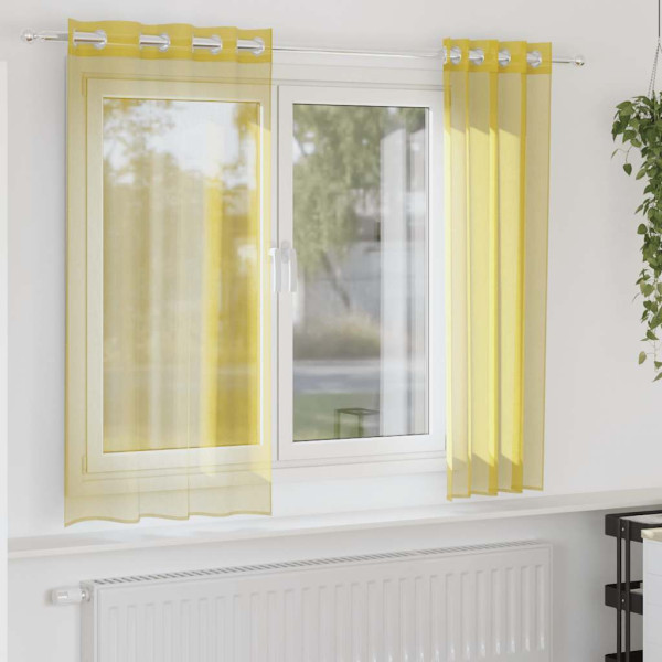 Cortinas de gasa con ojales 2 uds amarillo D