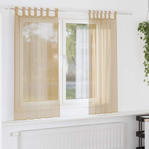 Cortinas de gasa con bolsillos para varillas 2 uds. arena Cortinas de gasa con bolsillos para varillas 2 uds. arena D
