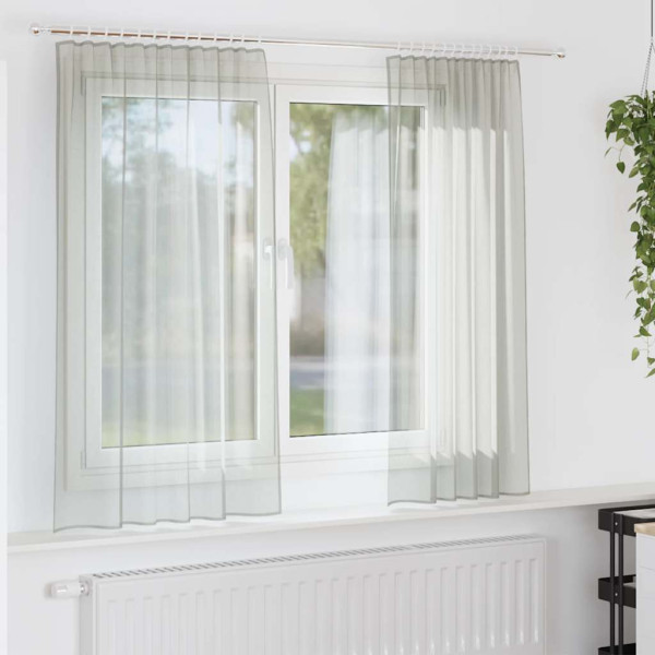 Cortinas de gasa con trabillas 2 uds gris claro 140x175 cm Cortinas de gasa con trabillas 2 uds gris claro 140x175 cm D