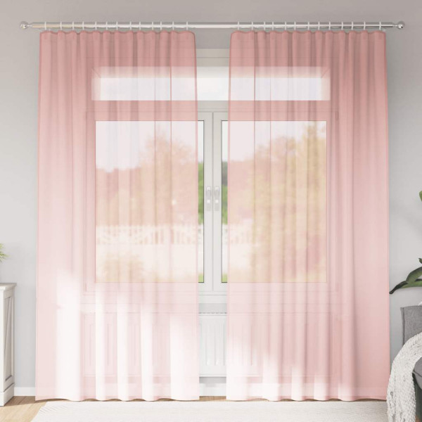 Cortinas de gasa con trabillas 2 uds rosa 140x225 cm Cortinas de gasa con trabillas 2 uds rosa 140x225 cm D
