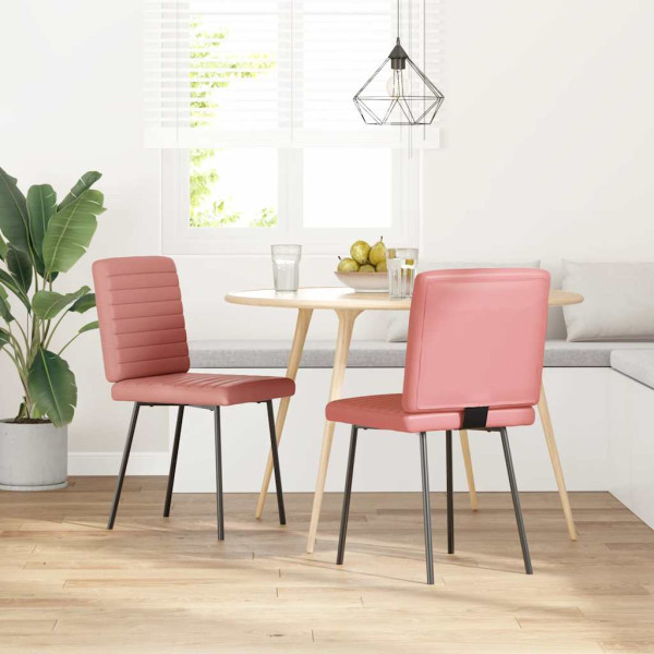 Sillas de comedor 2 unidades cuero sintético rosa Sillas de comedor 2 unidades cuero sintético rosa D
