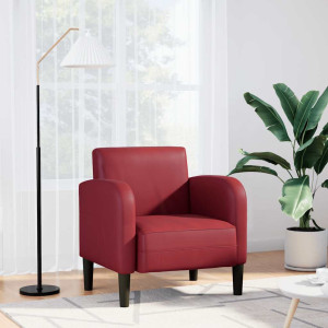 Sillón con reposabrazos color rojo vino 54 cm cuero sintética D