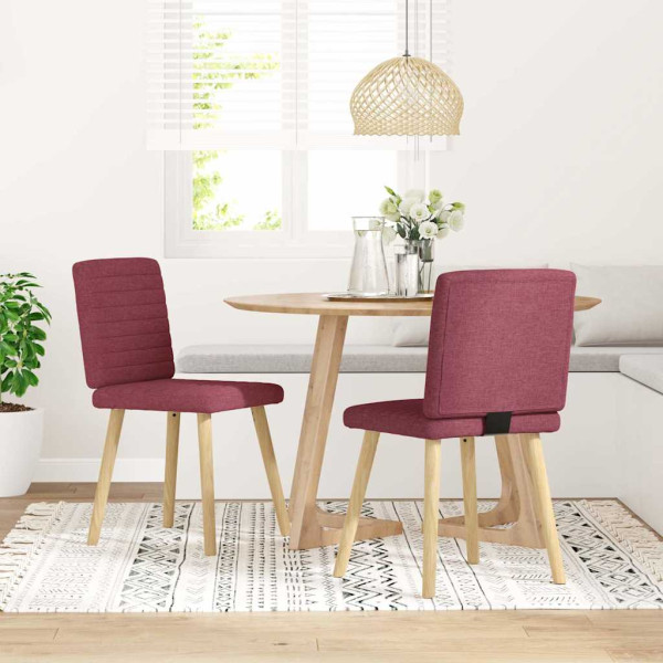 Sillas de comedor 2 unidades tela rojo tinto Sillas de comedor 2 unidades tela rojo tinto D