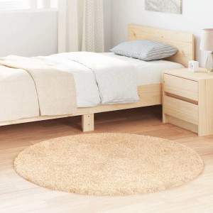 Alfombra peluda de pelo largo NAVARRA beige 120x120cm poliéster D