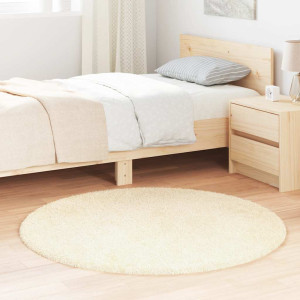 Alfombra peluda de pelo largo NAVARRA crema 120x120cm poliéster D