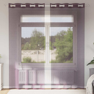 Cortinas de gasa con ojales 2 uds morado 140x225 cm D