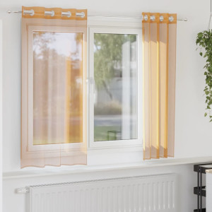Cortinas de gasa con ojales 2 uds naranja 140x175 cm D