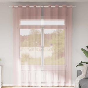 Cortinas de gasa con ojales 2 uds rosa 140x260 cm D