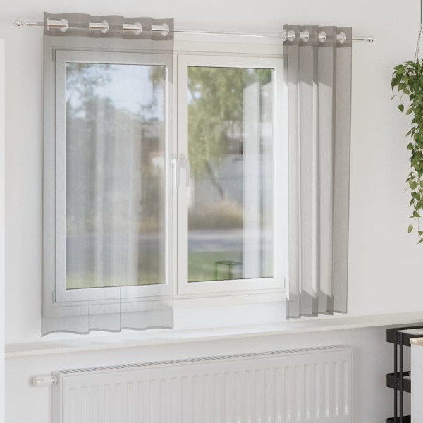 Cortinas de gasa con ojales 2 uds gris claro 140x175 cm Cortinas de gasa con ojales 2 uds gris claro 140x175 cm D