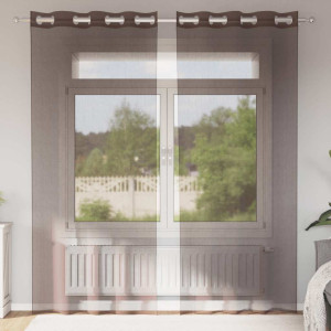 Cortinas de gasa con ojales 2 uds marrón 140x225 cm D