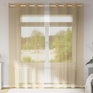 Cortinas de gasa con ojales 2 uds arena D