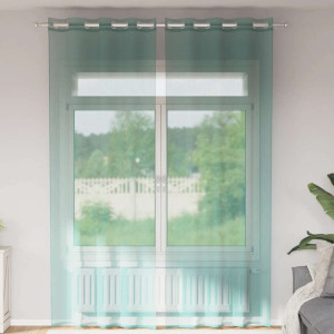 Cortinas de gasa con ojales 2 uds turquesa D