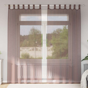 Cortinas de gasa con bolsillos para varillas 2 uds. marrón D