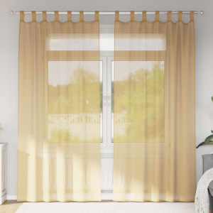 Cortinas de gasa con bolsillos para varillas 2 uds. arena D